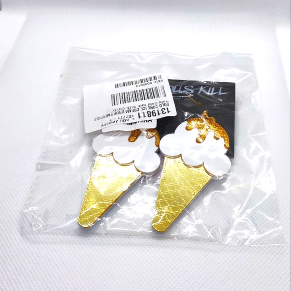 Dolls Kill Gold Cone Ice Cream Drop Earrings - Picture 4 of 4